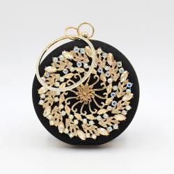 New fashion metal round clutch bags banquet party woman handbags box clutch evening bag flower purses for ladies pochette femme