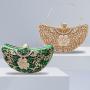 Metal Flower Diamond Handbags Green Bling Dress Bags Women Luxury Rhinestone Evening Bag For Party