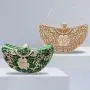 Metal Flower Diamond Handbags Green Bling Dress Bags Women Luxury Rhinestone Evening Bag For Party