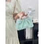 Solid color pleated high-end fairy like pearl small handbag
