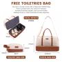 LOVEVOOK 2pcs Quilted Weekender Bag with toiletry pouch waterproof tote large women gym Yoga travel overnight garment duffel bag