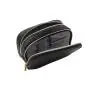 Custom double layer cosmetic bag dopp kit brushes wash bag eco saffiano PU leather make up bags