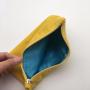 Soft Gold Embroidery Yellow Velvet Zipper Pouch With Satin Lining
