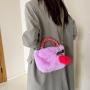 Cute Girl Cherry Plush Handbag 2023 New Autumn/Winter High Capacity Fur Bag Shoulder Crossbody Bag Wholesale Women Handbags