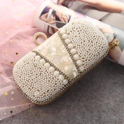 High Quality Fashion Fashionable Small Square Evening Party Bag Elegant White Clutch Shoulder Bag New Acrylic Pearl Bags