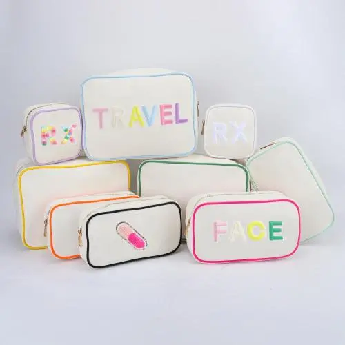Keymay Wholesale Canvas Cosmetic Bags With Gold Zipper Custom Travel Zipper Pouch Canvas Makeup Bag