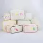 Keymay Wholesale Canvas Cosmetic Bags With Gold Zipper Custom Travel Zipper Pouch Canvas Makeup Bag