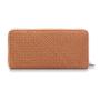 Weaved wallet with logo emboss genuine leather weaved long wallet with men
