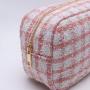 Keymay New Arrival Rts Stock High Quality Popular 5 Colors S M L Xl Cute Checkered Makeup Bag Plaid Cosmetic Bag Tweed Pouch