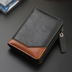 ZWY272 Wholesale Men Vintage Short Wallet New PU Multi-card Waterproof Money Clip Daily Lightweight Practical Zipper Card Case