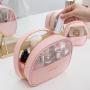 custom luxury makeup travel trolley make up storage bag girl waterproof clear zipper pvc transparent black cosmetic bags set