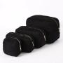 Keymay Stock Wholesale Sherpa Teddy Cosmetic Bag Varsity Letter Makeup Bag Travel Pouch With Zipper Soft Plush Fuzzy Bag