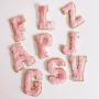 RTS 2.5 Inch Height Glitter Chenille Varsity Letters DIY Makeup Bag Patches Custom Embroidery Vowel Varsity Letter Patch