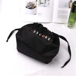 Hot Sale Black Round Bottom Satin Drawstring Cosmetic Boxs Gift Storage Pouch Custom Satin Silk Dust Hair Bag