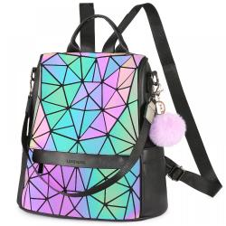 LOVEVOOK Custom Holographic Reflective Bag Wallet Clutch Set Geometric Luminous Purses and Handbags geometric women Backpacks