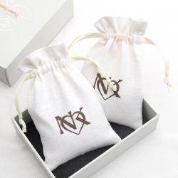 Small White Creamy Cotton Linen Drawstring Bags French Linen Gift Jewelry Bags