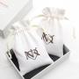 Small White Creamy Cotton Linen Drawstring Bags French Linen Gift Jewelry Bags