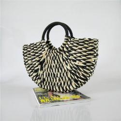 2019 Handmade Trendy Woven Purse Handbag Women Summer Beach Round Bag