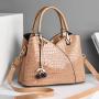 Bolsos Para Mujeres Large Capacity Single Shoulder Bag 2022 New Spliced Alligator Print Bag Pu Pure Color Zipper Crossbody Bag