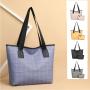 Gelory Factory Wholesale Textured Handbag Large Capacity Shoulder Bag Polyester Checkered Tote Bag For Women