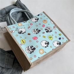 Large Capacity  Women'S New Cute Cartoon Shoulder Tote Bag Students Class Carrying Canvas Bag