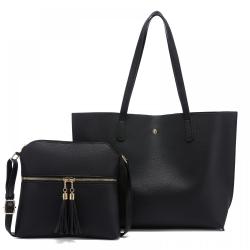 Loiral Tote Purse and Crossbody Bags for Women, Faux Leather Satchel Handbags and Shoulder Purse with Tassel 2pcs women handbags