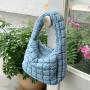 2023 Wholesale New Korean Style Pleated Nylon Hobo Mini Hand Bag Women's Trend Clutch Plaid Macaron Color Puff Cloud Handbag