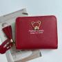 New In-Stock Korean Women's Short Cartoon Cute Bear Tassel Wallet Waterproof Zipper Bag for Female Students and Coin Purse
