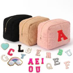 Keymay RTS 4 colors 4 sizes Plush Fluffy Makeup Organizer Pouch Sherpa Soft Cosmetic Bag Teddy Makeup Bag