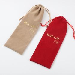 Customized Luxury Long Velvet Pouch Drawstring Velvet Pen Bag Pencil Packaging Bags Red Brown Velvet Pen Pouch