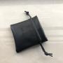 Trendy Soft Black Faux Drawstring Pouch For Earring