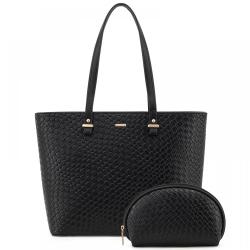 LOVEVOOK Quality Custom logo Stylish Office laptop Bag with Clutch Purses and Handbags Waterproof Woven Leather bag for Women