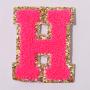 Stock Self Adhesive 3M Backing Neon Pink Multi Color Gold Glitter Trim Alphabet A-Z  Iron Sew on Retro Chenille Embroidery Patch