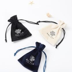 9x12 cm Custom Silver Logo Printed Velvet Gift Bag High Quality Blue Beige Black Velvet Jewelry Pouch