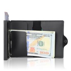 Wholesale Aluminium Rfid Blocking Pop-up Card Holder Leather Pop Up Card Holder Wallet
