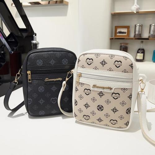 Printed mobile phone bag for women 2024 ladies shoulder bag new small square bag pu leather printing sac pour femme