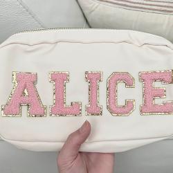 Keymay Bag High quality Large Waterproof Nylon Cosmetic Bag With Patches Women Toiletry Pouch Makeup Bag
