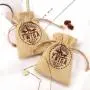 Eco-friendly Small Jute Hession Packaging Drawstring Bag Custom Logo Printed Linen Gift Sachet Jewelry Pouch