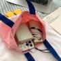 HR270 New Cute Canvas Contrasting Colors Bag Girls' Fresh and Sweet Handheld Bag Cartoon Versatile One Shoulder Work Bag