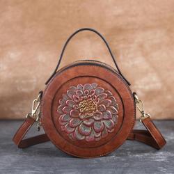 Vegan Leather Women Handbags Retro Ladies Hand Bags Vintage Shoulder Bag With Branded Luxury Quality And Hand Painted Flowers