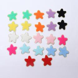 Keymay Custom High Quality Lightweight Multicolor Gold Glitter Self-Adhesive Chenille Embroidery Patches Chenille Star Patch