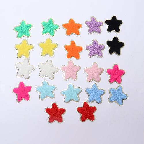 Keymay Custom High Quality Lightweight Multicolor Gold Glitter Self-Adhesive Chenille Embroidery Patches Chenille Star Patch