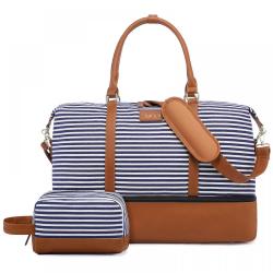 Sucipi wholesale 2pc/set Waterproof Overnight Travel Duffle Bags with Shoes Compartment Large Canvas PU Duffel Bag for Men Women