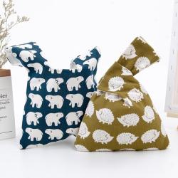 Factory Direct Sales Japanese Style Mini Cotton Linen Wrist Bag Mobile Phone Change Storage Bag with Canvas Material Wind Wrap