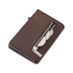 Genuine Leather RFID Blocking Slim Minimalist Thin Front Pocket Card Holder Rfid Wallet Metal Card Case Luxury Anti Money Clip