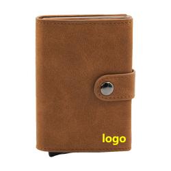 Custom Logo Zipper Coin Pocket Aluminum Minimalist Wallets for Men Pop Up Card Holder