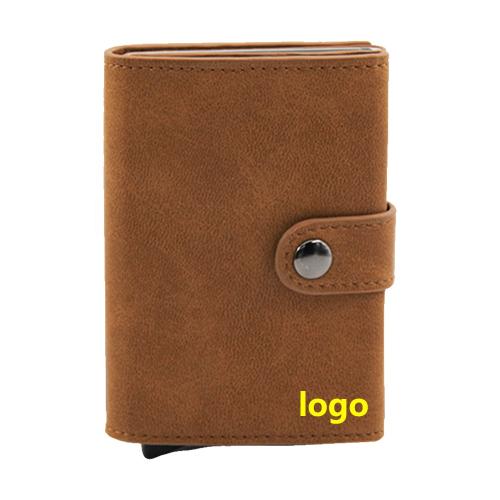 Custom Logo Zipper Coin Pocket Aluminum Minimalist Wallets for Men Pop Up Card Holder