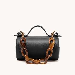 Hot selling 2022 Genuine Saffiano Leather Ladies Bags Pillow Shape Mini Acrylic Shoulder Strap Duffel Bag Handbag