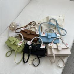 2024 Trend New High Silk Scarf Women's Handbag Solid Color Embroidery Luxury High Quality Pu Leather Hand Bags