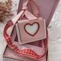Hot sale cute pink color girls shoulder bag custom lolita stylish leather heart design women hand bag